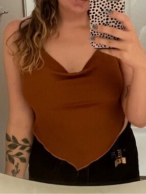 Brown Handkerchief Style Women's Tank Top